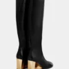 Golden heel knee-high leather Boots