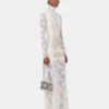 Ivory long dress in lace and jersey