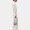 Ivory long dress in lace and jersey