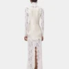 Ivory long dress in lace and jersey