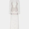 Ivory long dress in lace and jersey