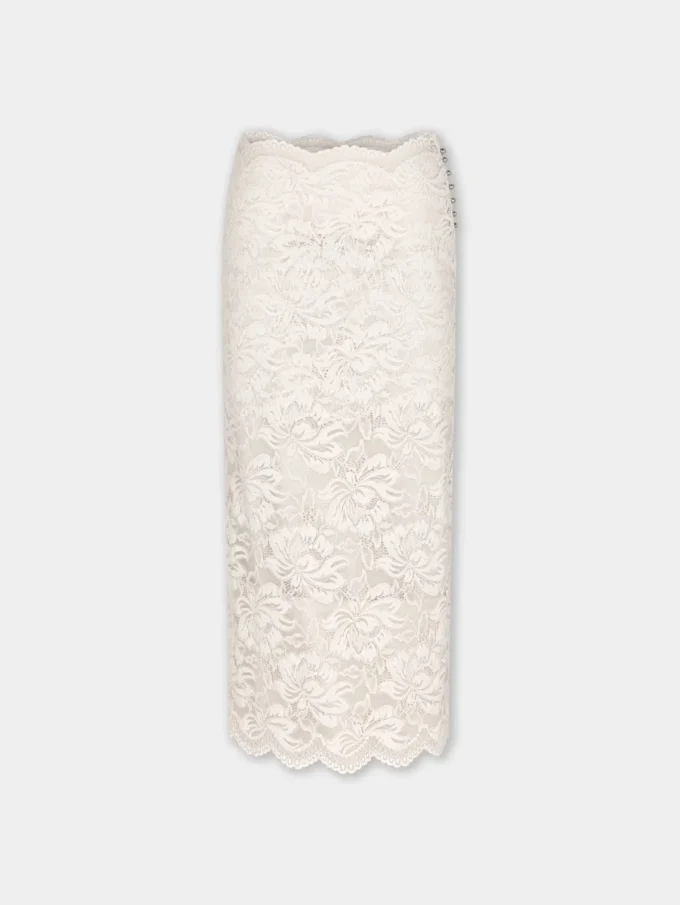 Ivory midi skirt in lace