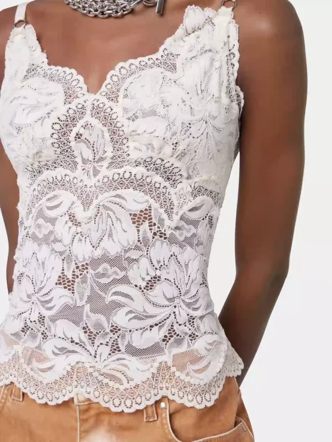 Ivory tank top in lace