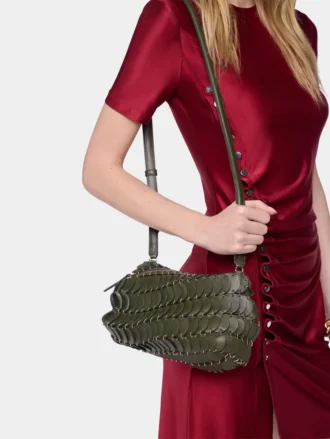 Khaki Paco crossbody leather bag