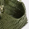 Khaki paco shoulder clutch in calfskin leather