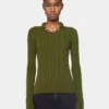 Khaki sweater in wool