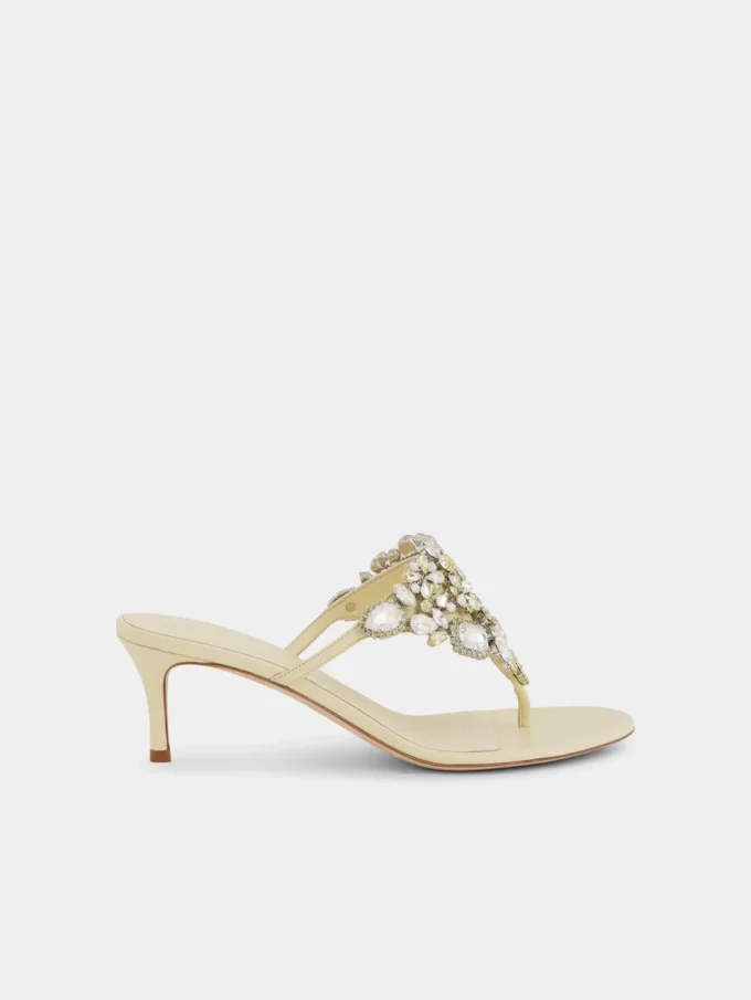 Kitten heel sandals with strass