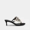 Kitten heel sandals with strass