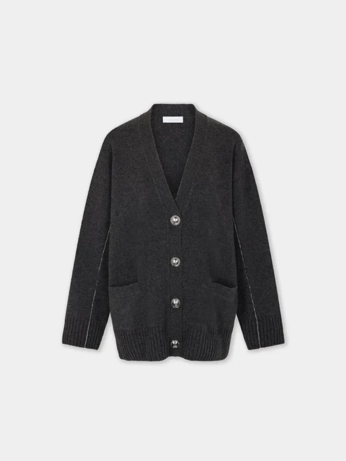 Knitted cardigan in wool and cashmere