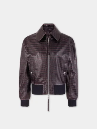 Leather bomber jacket
