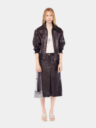 Leather bomber jacket