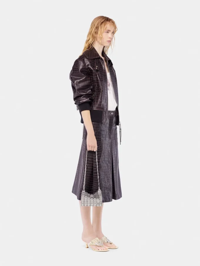 Leather bomber jacket