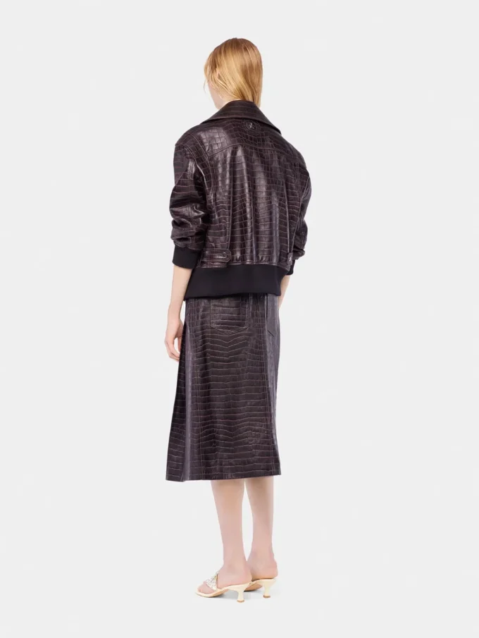 Leather bomber jacket