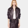 Leather bomber jacket
