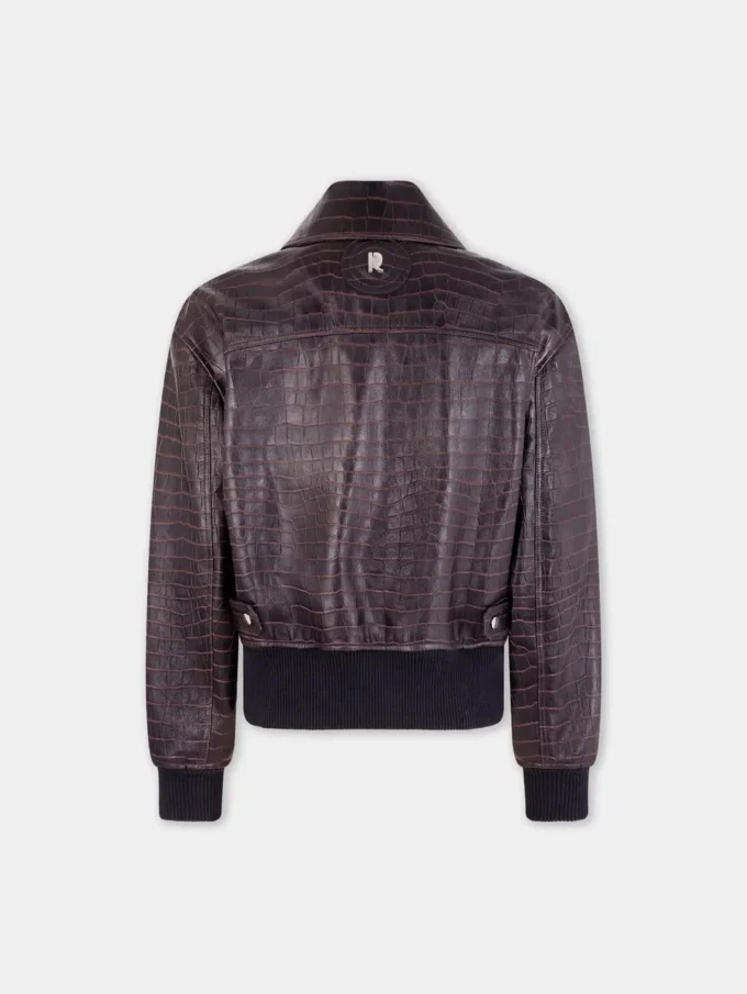 Leather bomber jacket