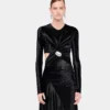 Long draped velvet dress