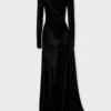 Long draped velvet dress
