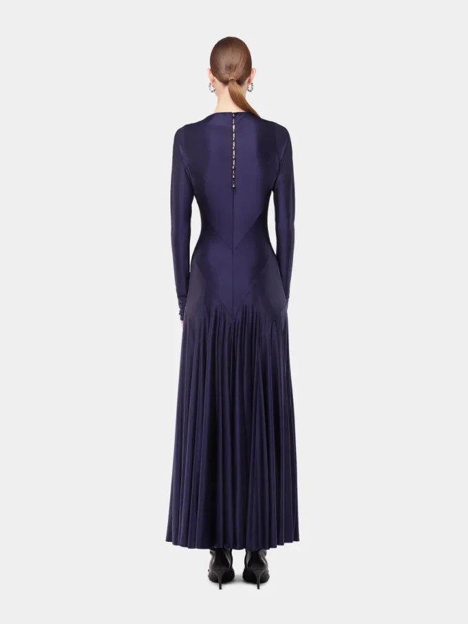 Long dress in jersey with godet details