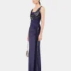 Long dress in mesh and jersey