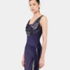 Long dress in mesh and jersey