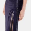 Long dress in mesh and jersey