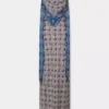 Long dress in printed satin