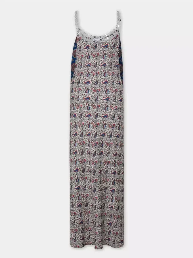 Long dress in printed satin