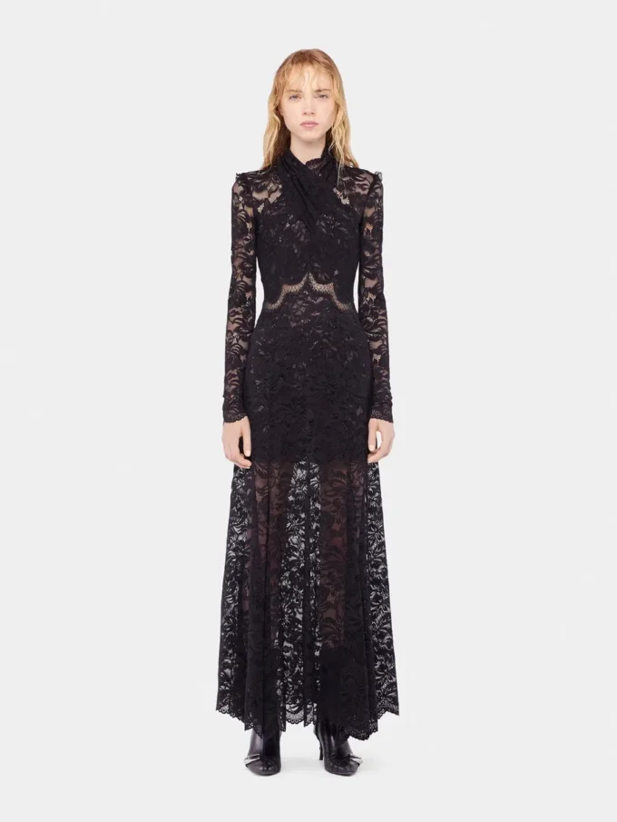 Long lace dress with cut-out details