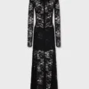 Long lace dress with cut-out details