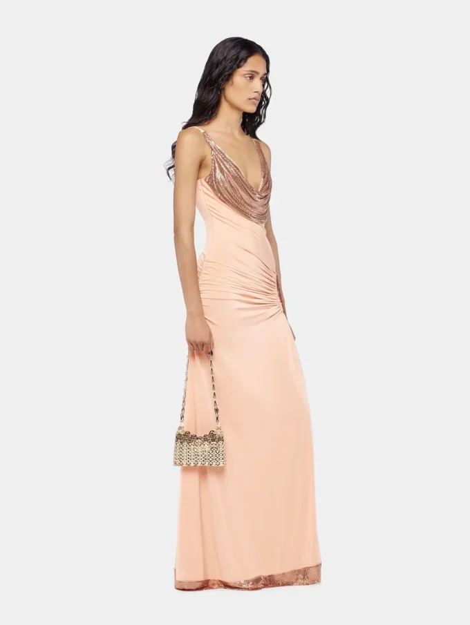 Long mesh and jersey dress