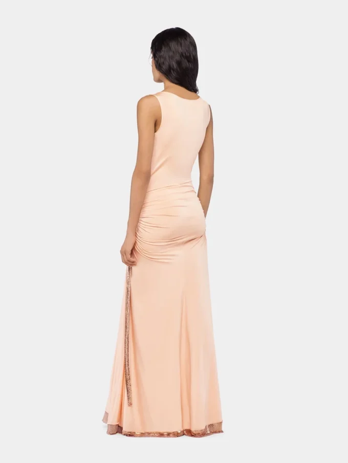 Long mesh and jersey dress