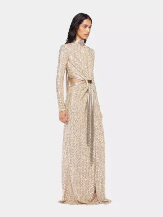 Long mesh and sequin dress