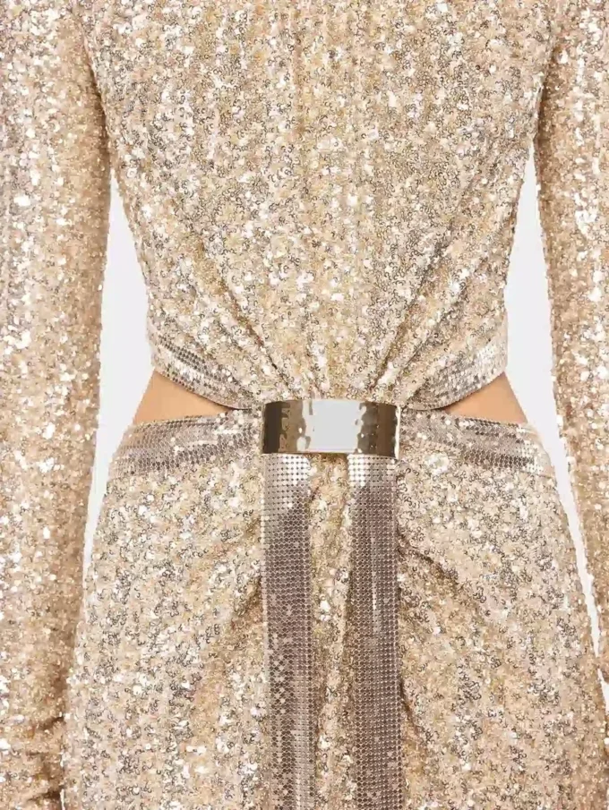 Long mesh and sequin dress