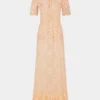 Long raffia colored lace dress