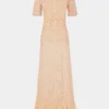 Long raffia colored lace dress