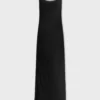 Long satin dress with chain details