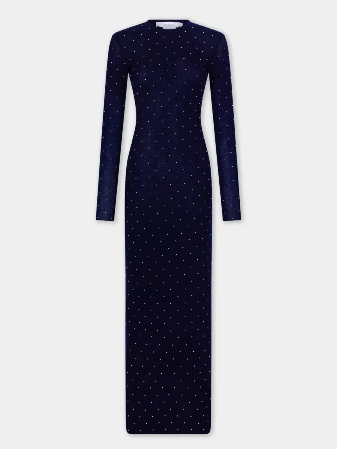 Long second-skin dress in wool