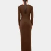 Long second-skin dress in wool