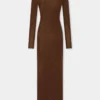Long second-skin dress in wool