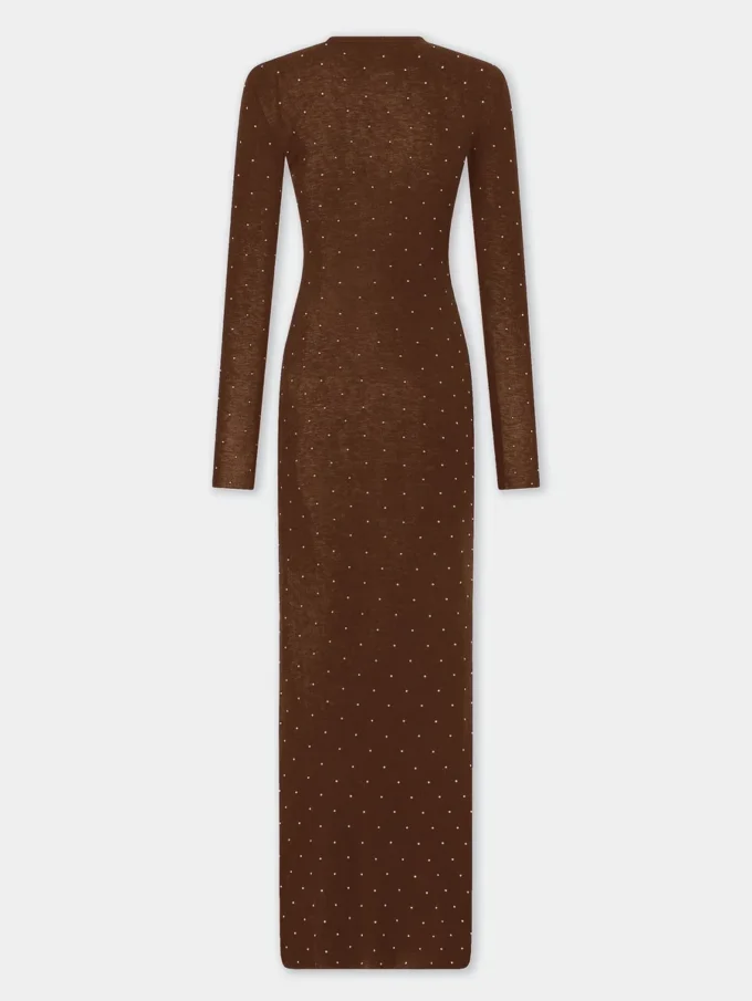 Long second-skin dress in wool