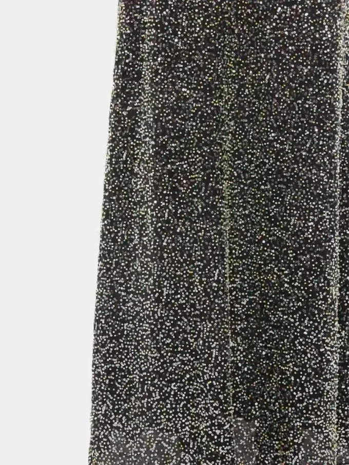 Long skirt in crepe with sequin embroidery details