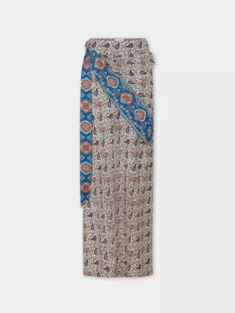 Long skirt in printed satin
