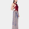 Long skirt in printed satin