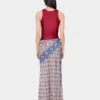 Long skirt in printed satin