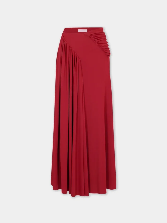 Long skirt with ruched details