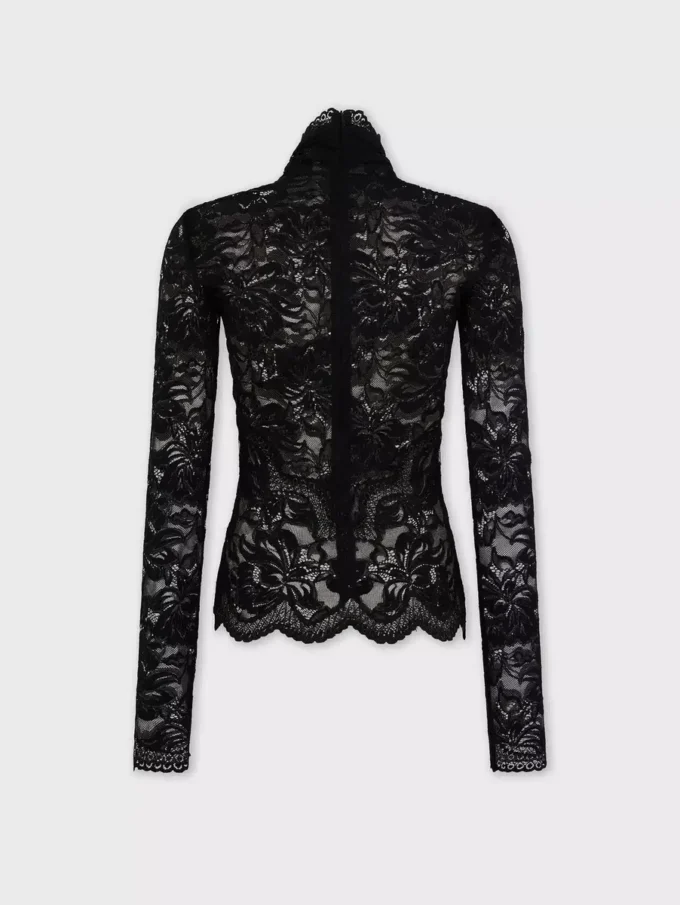 Long-sleeved lace top with cut-out details