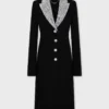Long wool coat with sequin collar