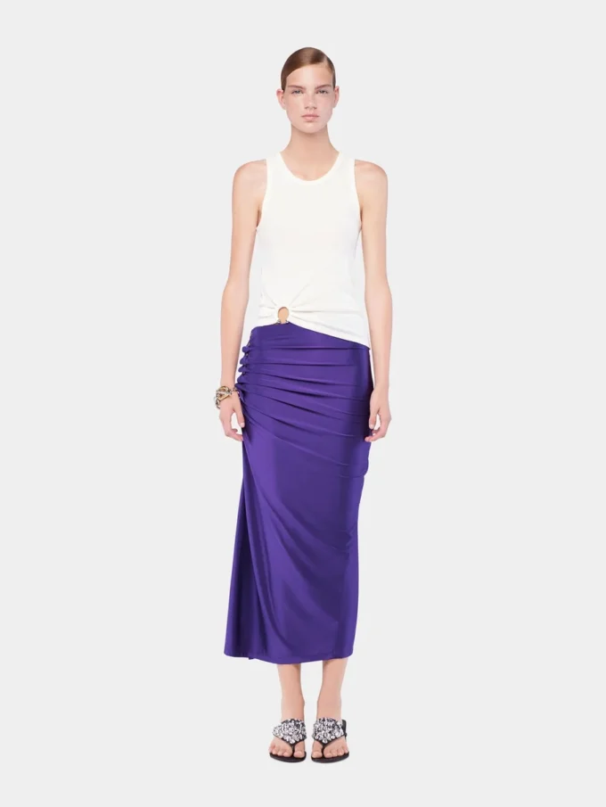 Midi draped jersey skirt