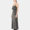 Midi dress in crepe with sequin embroidery details