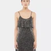 Midi dress in crepe with sequin embroidery details